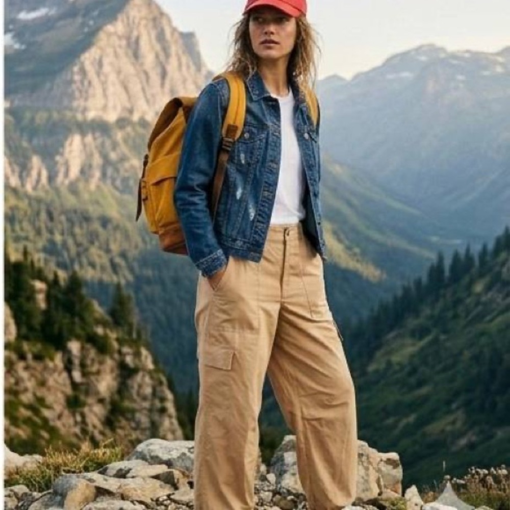 DKNYC Khaki Wide-Leg Cargo Pants